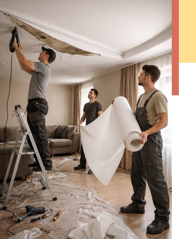 Замена полотна натяжного потолка в Сергиевом Посаде от 9722 руб. быстро и недорого | ОТДЕЛОЧНИК-Сгп