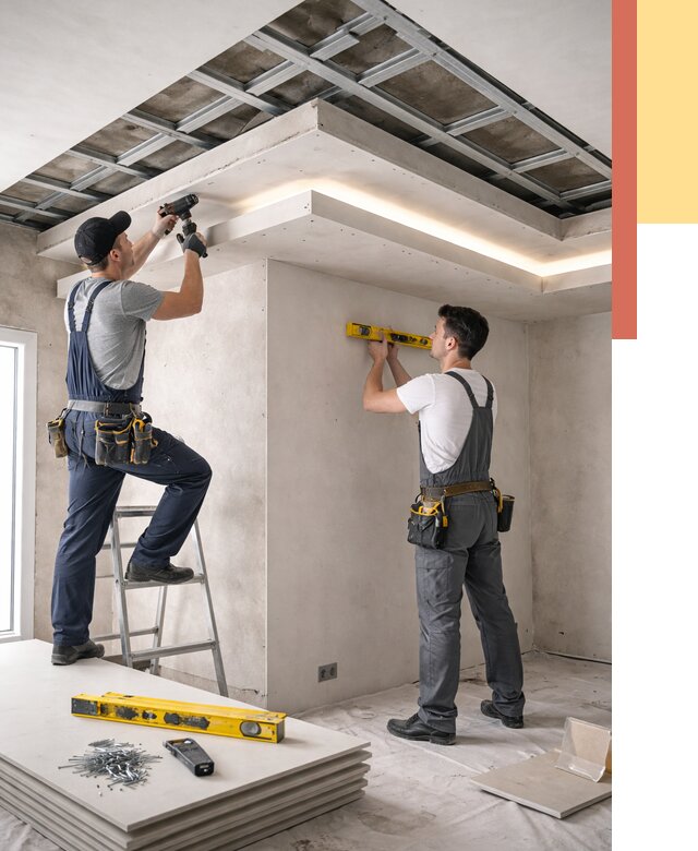 Двухуровневый потолок из гипсокартона в Сергиевом Посаде от 1484 руб. под ключ | ОТДЕЛОЧНИК-Сгп