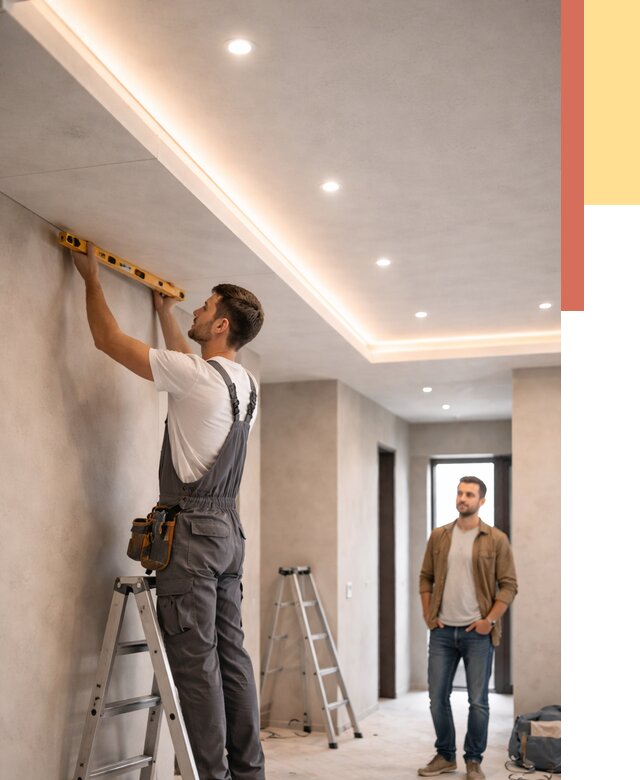 Потолок из гипсокартона с подсветкой в Сергиевом Посаде от 768 руб./м2 под ключ | ОТДЕЛОЧНИК-Сгп