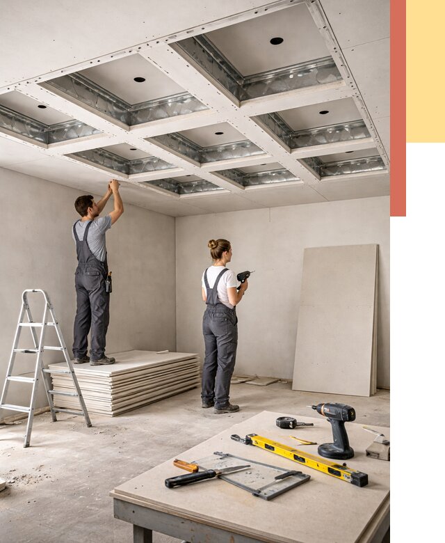 Кессонный потолок из гипсокартона в Сергиевом Посаде от 1893 руб. — монтаж и под ключ | ОТДЕЛОЧНИК-Сгп