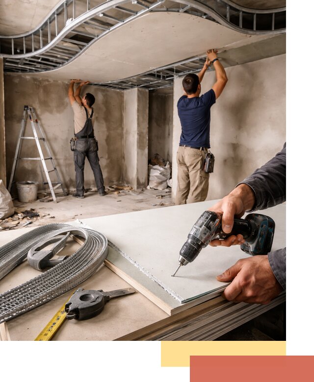 Криволинейный потолок из гипсокартона в Сергиевом Посаде — монтаж и отделка