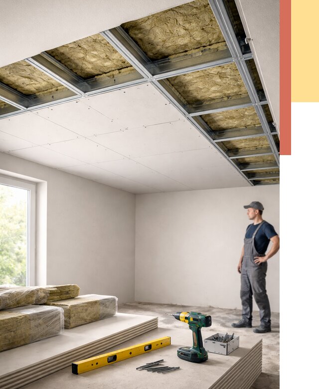 Звукоизоляция потолка ГКЛ в Сергиевом Посаде от 972 руб. — монтаж под ключ | ОТДЕЛОЧНИК-Сгп