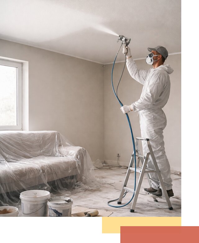 Покраска потолка краскопультом в Сергиевом Посаде быстро и качественно